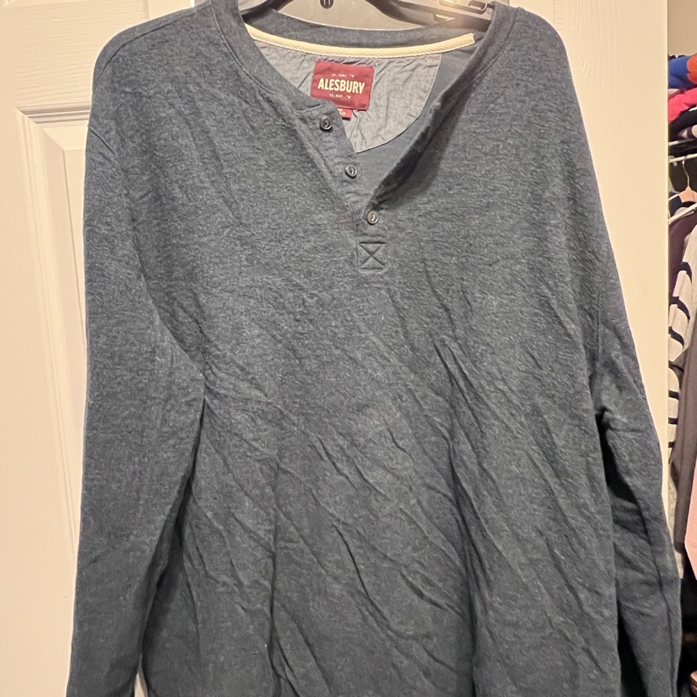 Alesbury Men's Heather Blue Henley Sweatshirt